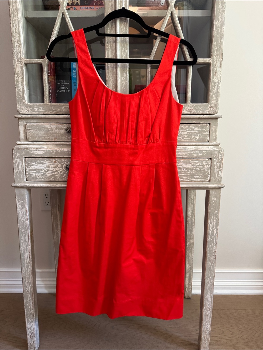 J. Crew Red Sleeveless Pleated Waist Dress